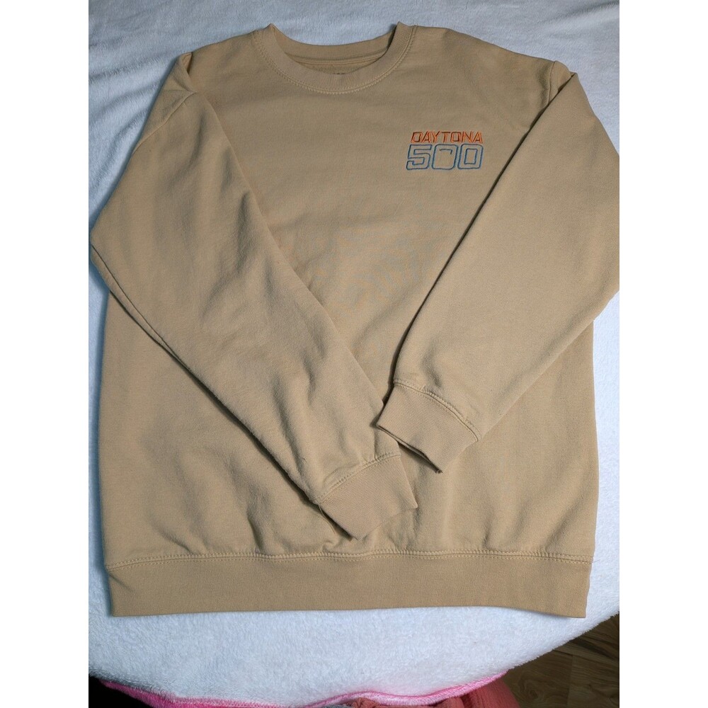 Freeze NASCAR Daytona 500 Auto Racing Beige Crewneck Sweatshirt Size M